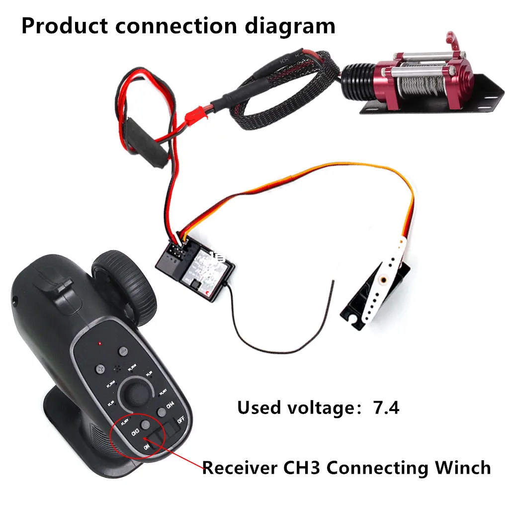 RC Car Wired Automatic Simulated Winch with Connecting Line Manual Controller for 1:10 RC Crawler Car Axial SCX10 Upgrade Parts