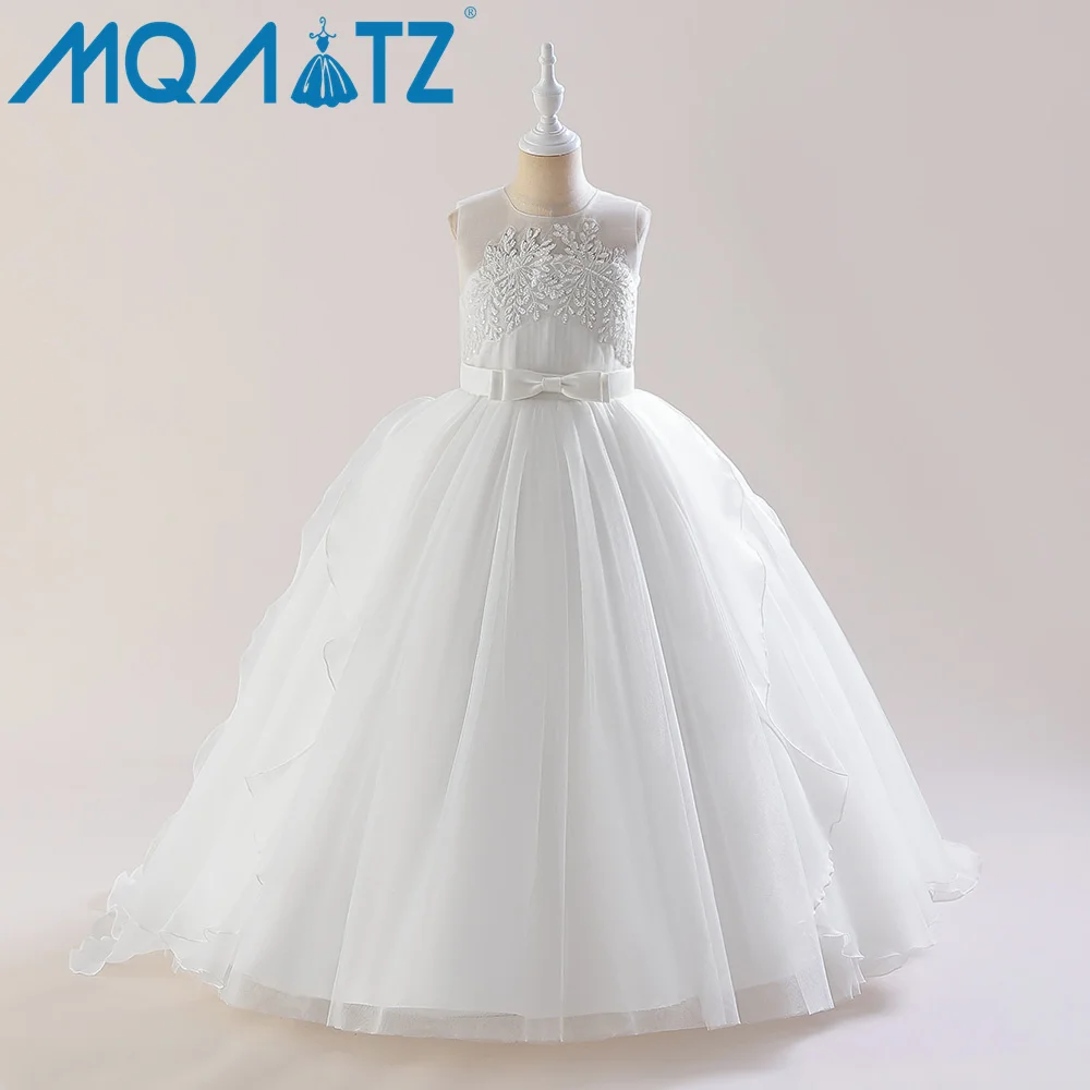 MQATZ Girls Chiffon Party Dress Hostess Ball Gown Birthday Girl Princess Dance Performance Dress ALP-0010