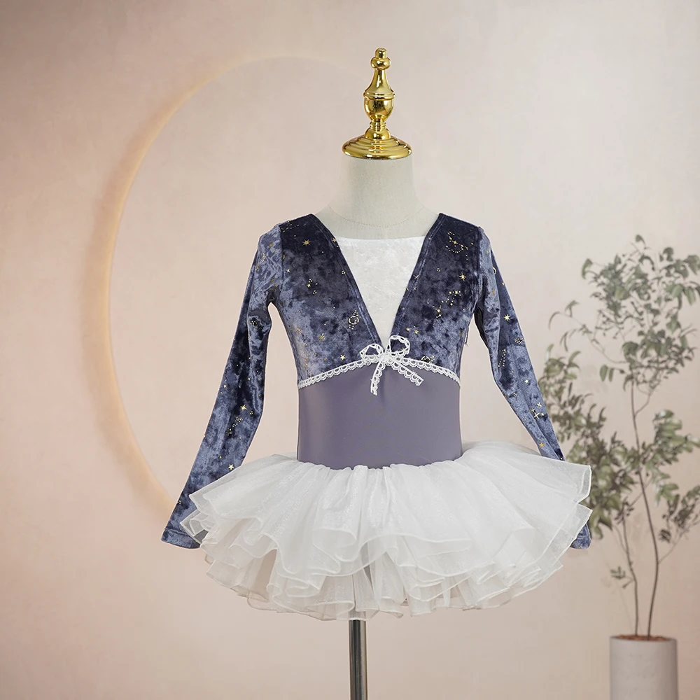 Wholesales custom colors cheap price long sleeves designer dance costume purple gymnastic ballet leotard