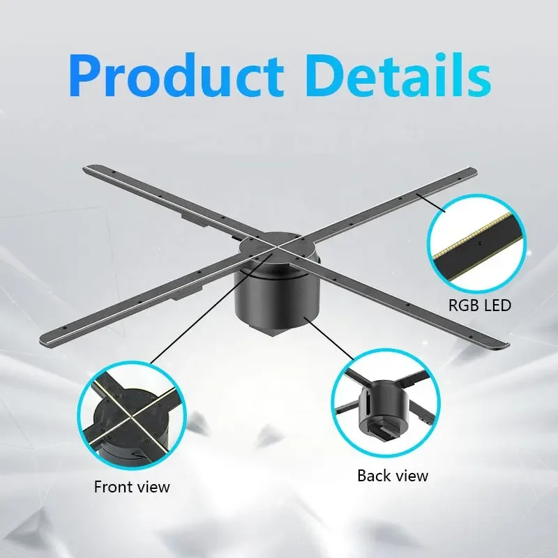 Водонепроницаемый 3D-голографический вентилятор с высоким разрешением, 80 см