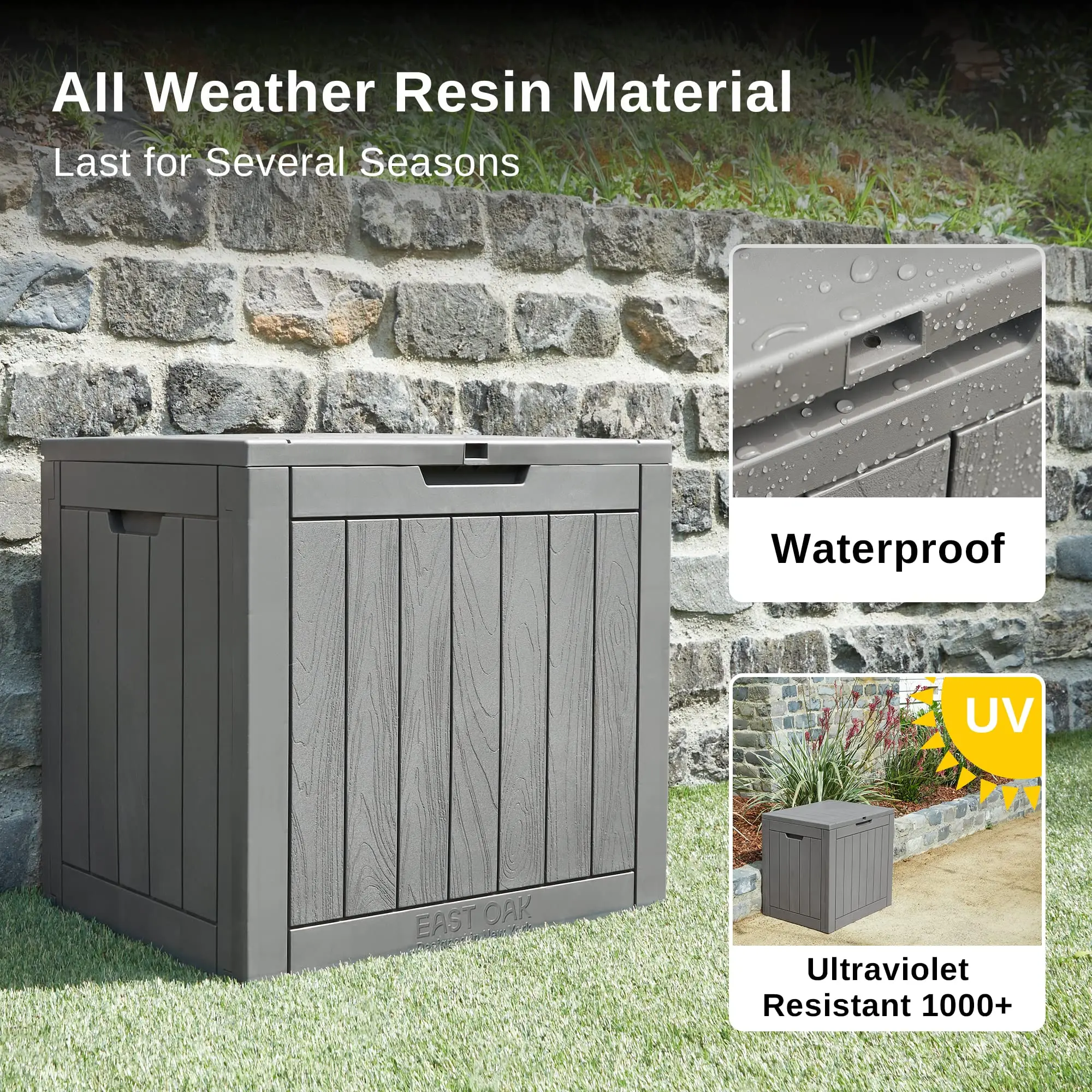 Палубный ящик на 31 галлон коробка для хранения внутри и вне помещения патио игрушек садовых инструментов спортивное оборудование водонепроницаемое устойчивое к ультрафиолетовому излучению