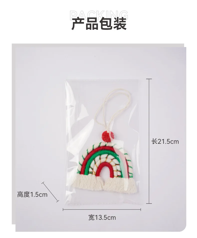 Boho Handmade Rainbow Decoration Weaving Rainbow Keychains Car Rearview Mirror Pendant Auto Interior Accessories