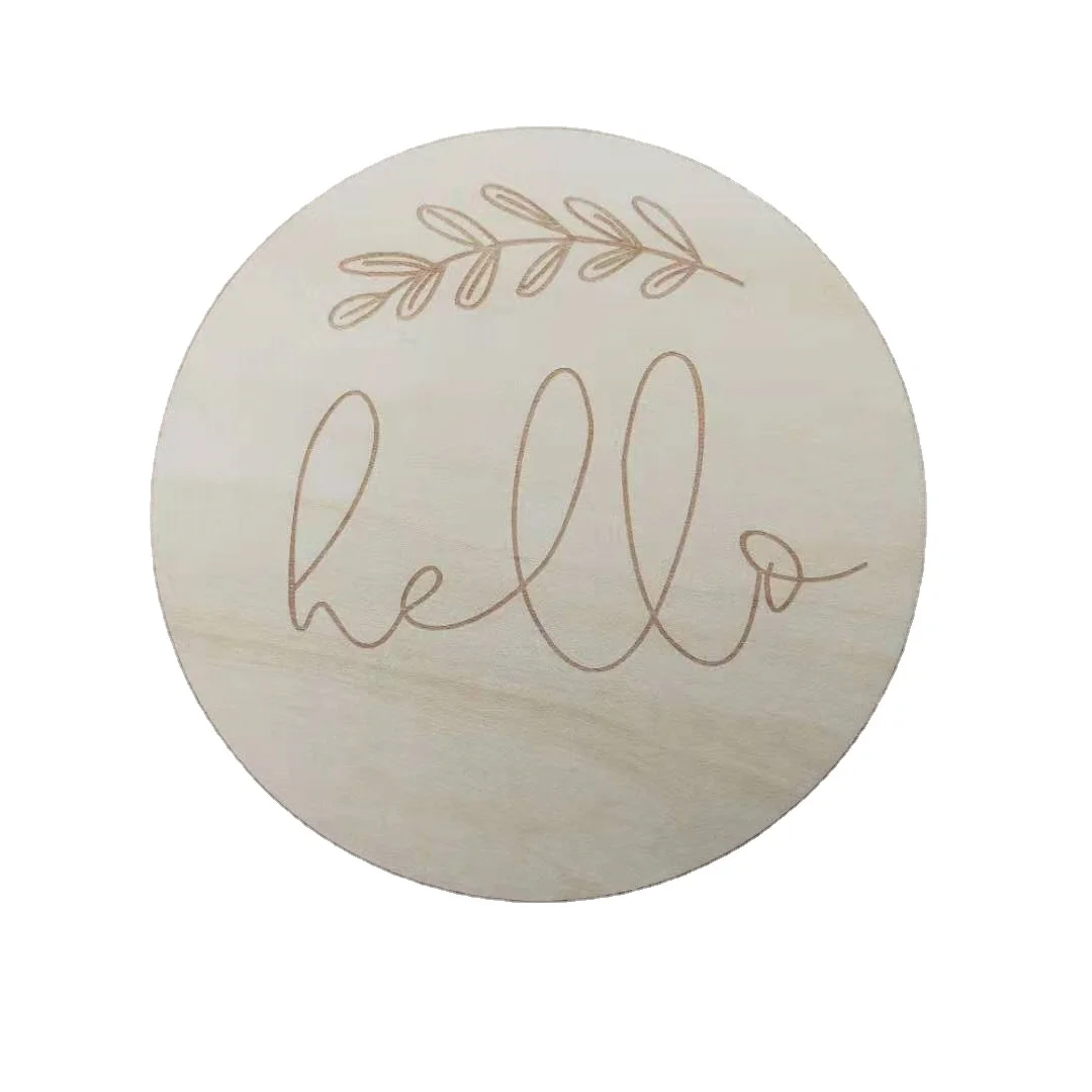 Hello World Wooden Card Newborn Growth Record Card Newborn Baby Age Achievement Milestone Card