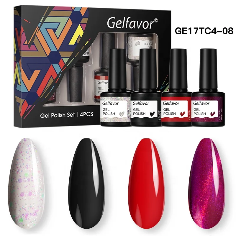 GELFAVOR hot style competitive price magic cat eye/glitter/jelly uv gel vernis semi permanent gel nail polish set for salon