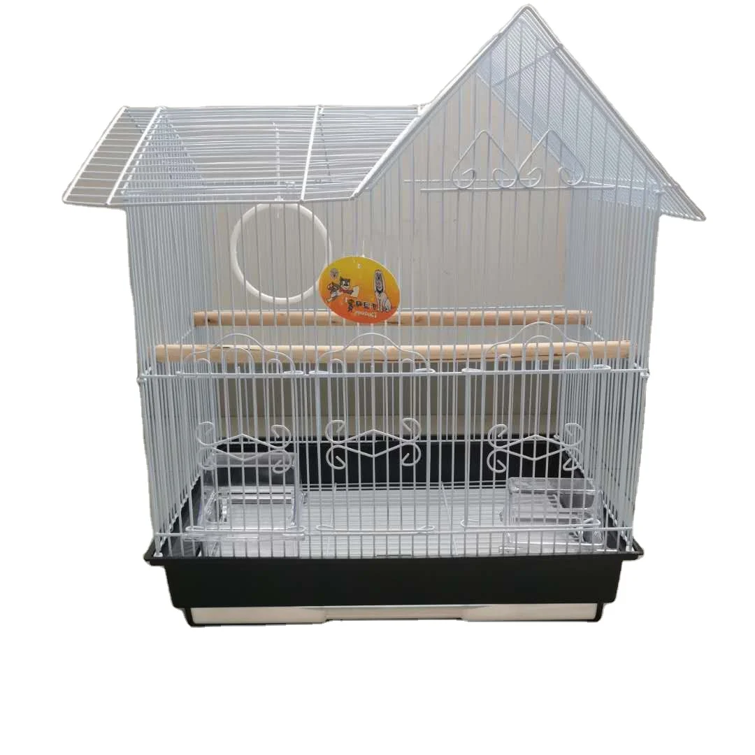 Wholesale small portable metal bird cage white parrot cage wire reinforced hanging view breathable comfort