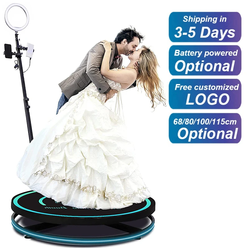 Spin 68 80 100 115 cm 2 3 4 People Led Light Enclosure Backdrop 360 Degree Photobooth Camera Rotating Automatic 360 Photo Booth