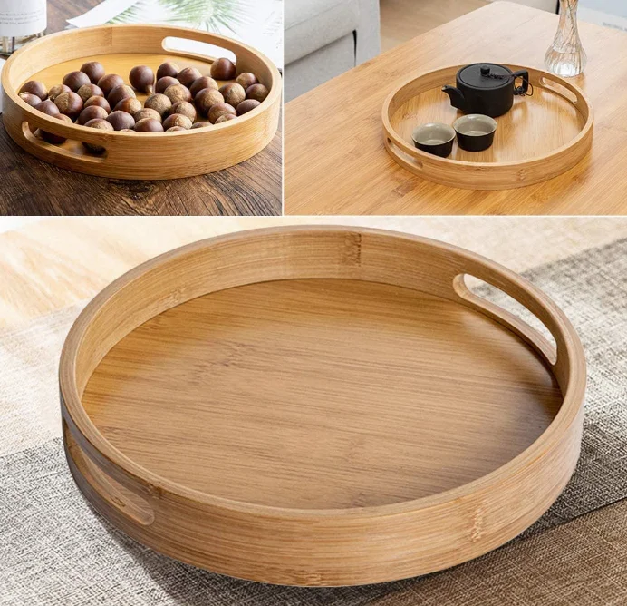 Custom Bandeja De Madera  Bamboo Wood Tray Serving Bandejas De Madera Decoracion