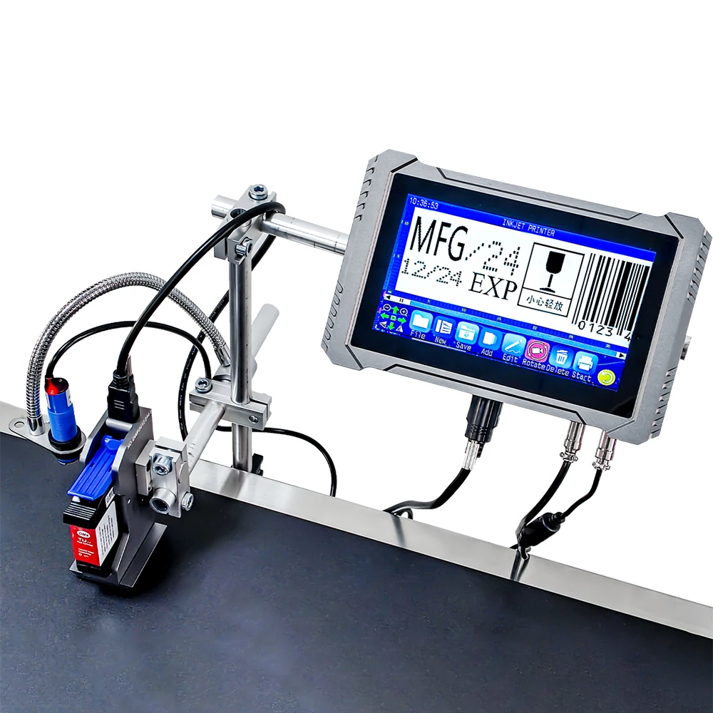 DM 7 Inch Touch Screen Online Inkjet Printer Factory Assembly Line Date Coding Inkjet Printing Industrial Paper Sticker Printers