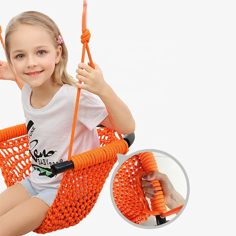 Безопасный и высококачественный наружный детский подвесной качели из полиэфирной веревочной ткани