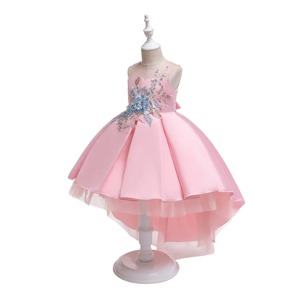 New fashion sleeveless wholesale boutique embroidery flower birthday princess party kids children 11 years old girls dress