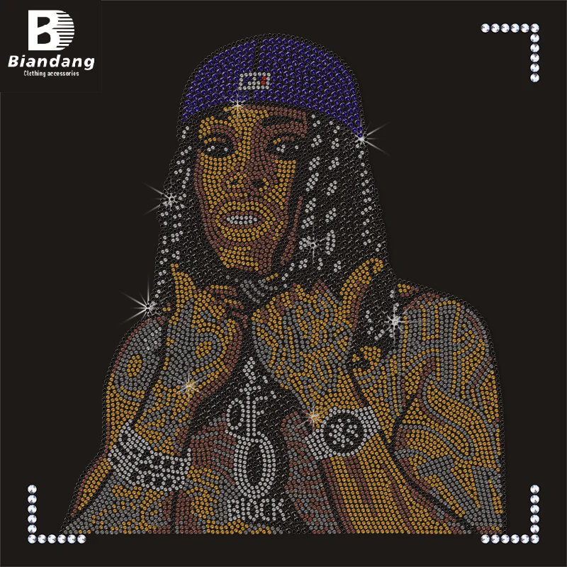 Factory Wholesale Price Shiny Portrait Hot Fix Rhinestone Transfer Custom Rhinestone Heat Transfer