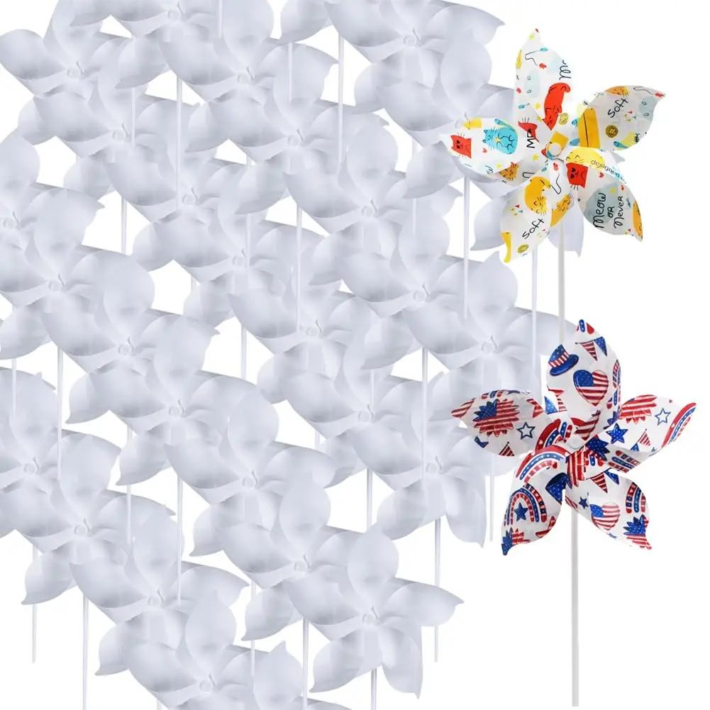 Sublimation Pinwheels Blanks Heat Transfer DIY Bulk White Craft Color Your Own Wind Spinners Toy Crafts Customized Windmill