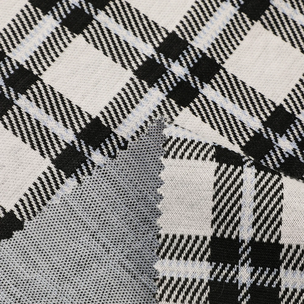 Bulk wholesale classic check yarn dyed textile knit jacquard plaid cvc fabric for coat