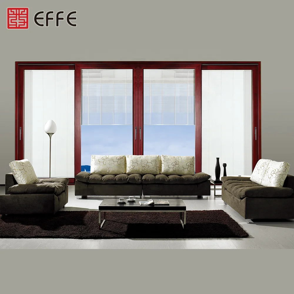 
4 panel thermal break alu flush high quality sliding glass door with built-in blinds 