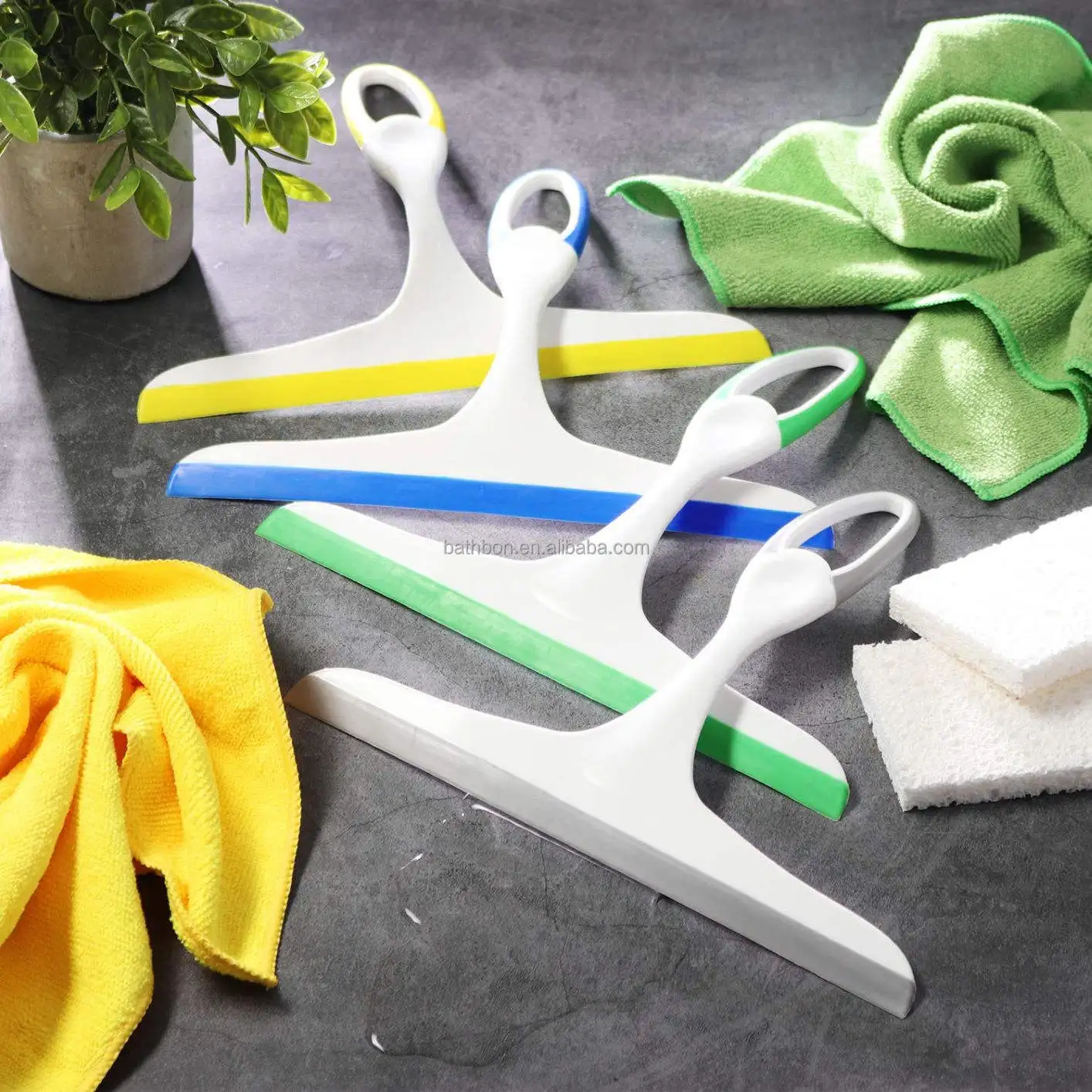 Squeegees Laser Plastic Customized Packaging Restaurants Window Cleaner Silicone Window Squeegee with Stainless Steel Core