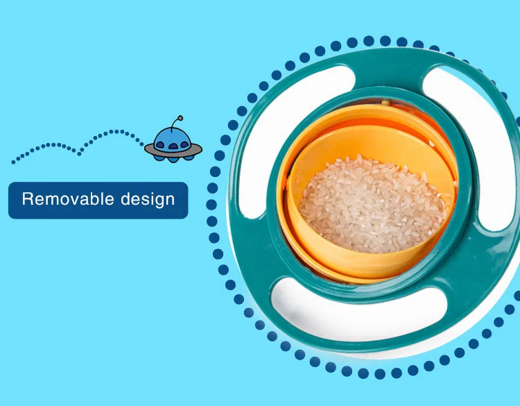 F2-523 New design 360 Rotate Spill-Proof Solid Feeding Dishes, Universal Gyro Bowl Children Rotary Balance Novelty Umbrella 3