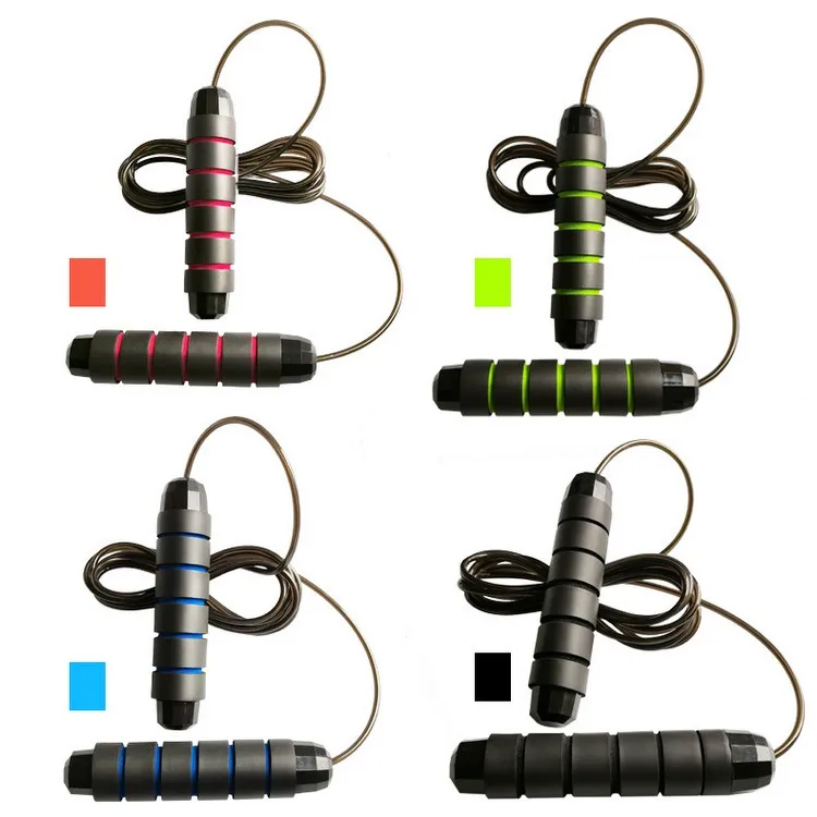 High Quality Black PVC Jump Rope Fitness Workouts Custom Logo Adjustable Speed Steel Wire Foam Handle 5mm Diameter-High Bearing