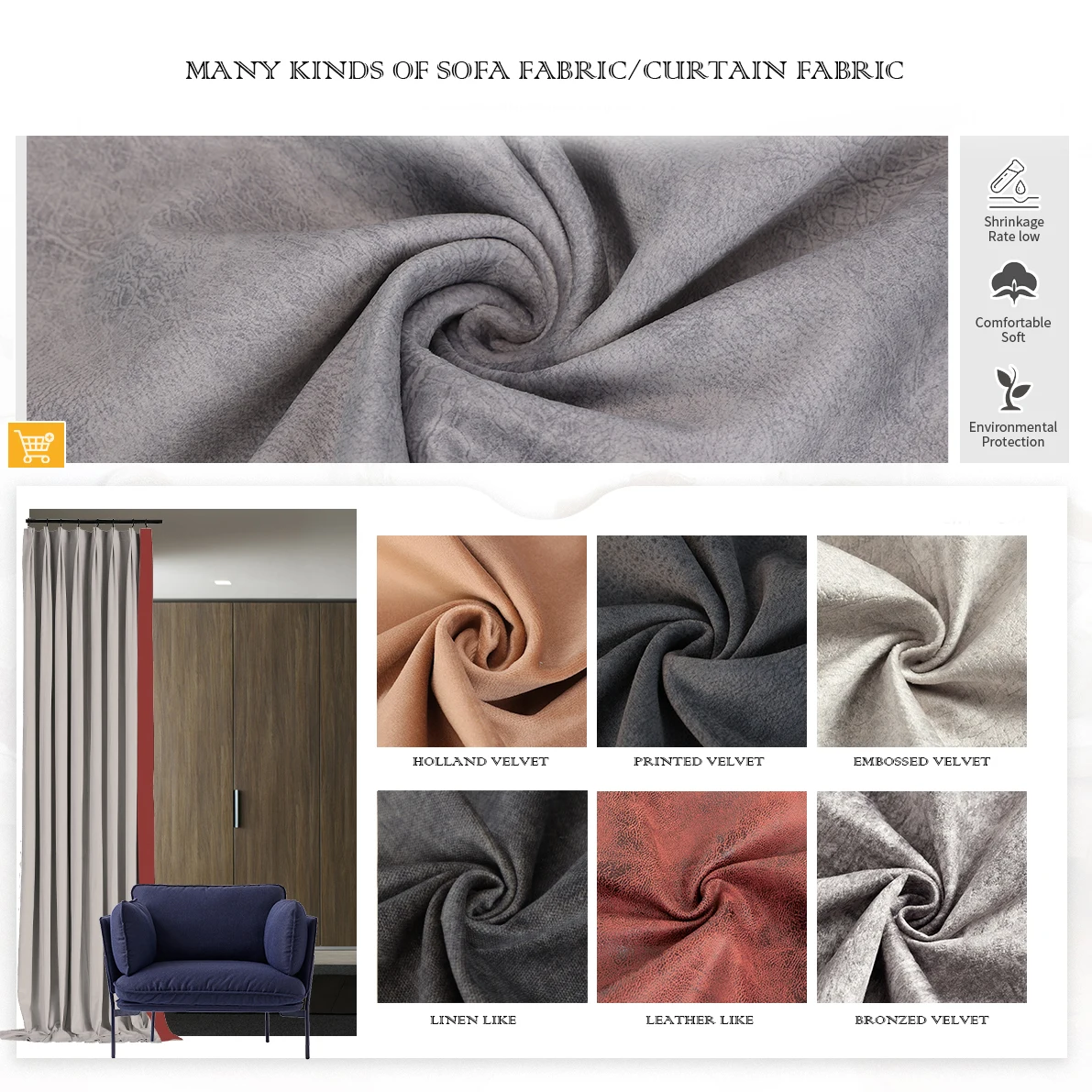 
100% polyester printed sofa fabric for Home textile Car Bag set 