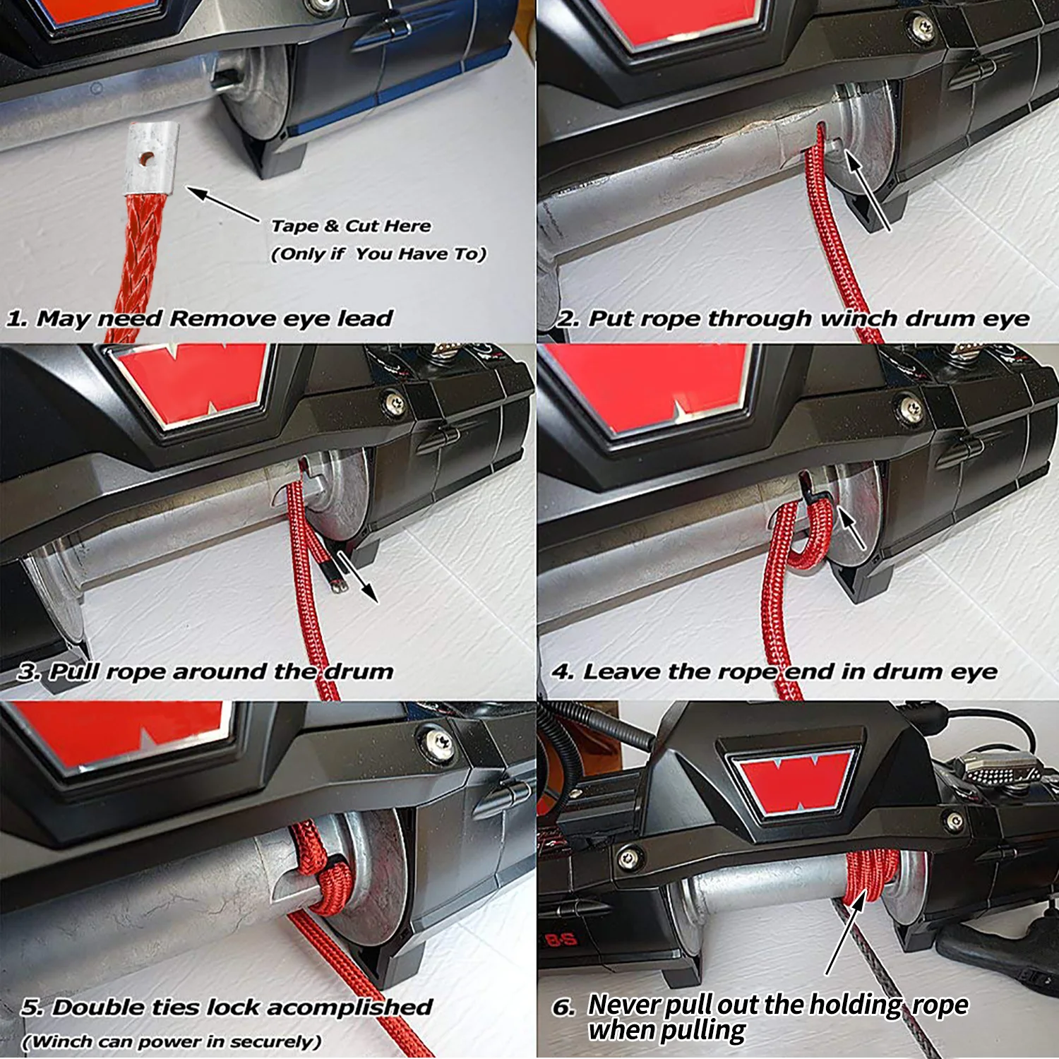 FIERYRED 3/8' Inch X 85FT Breaking Strength Synthetic Winch Rope With Black 4WD Hook for SUV ATV Trailers Offroad