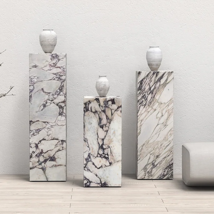 Calacata Альта мраморный камень Cuboid пол бесплатно Стенд Высокий Plinth