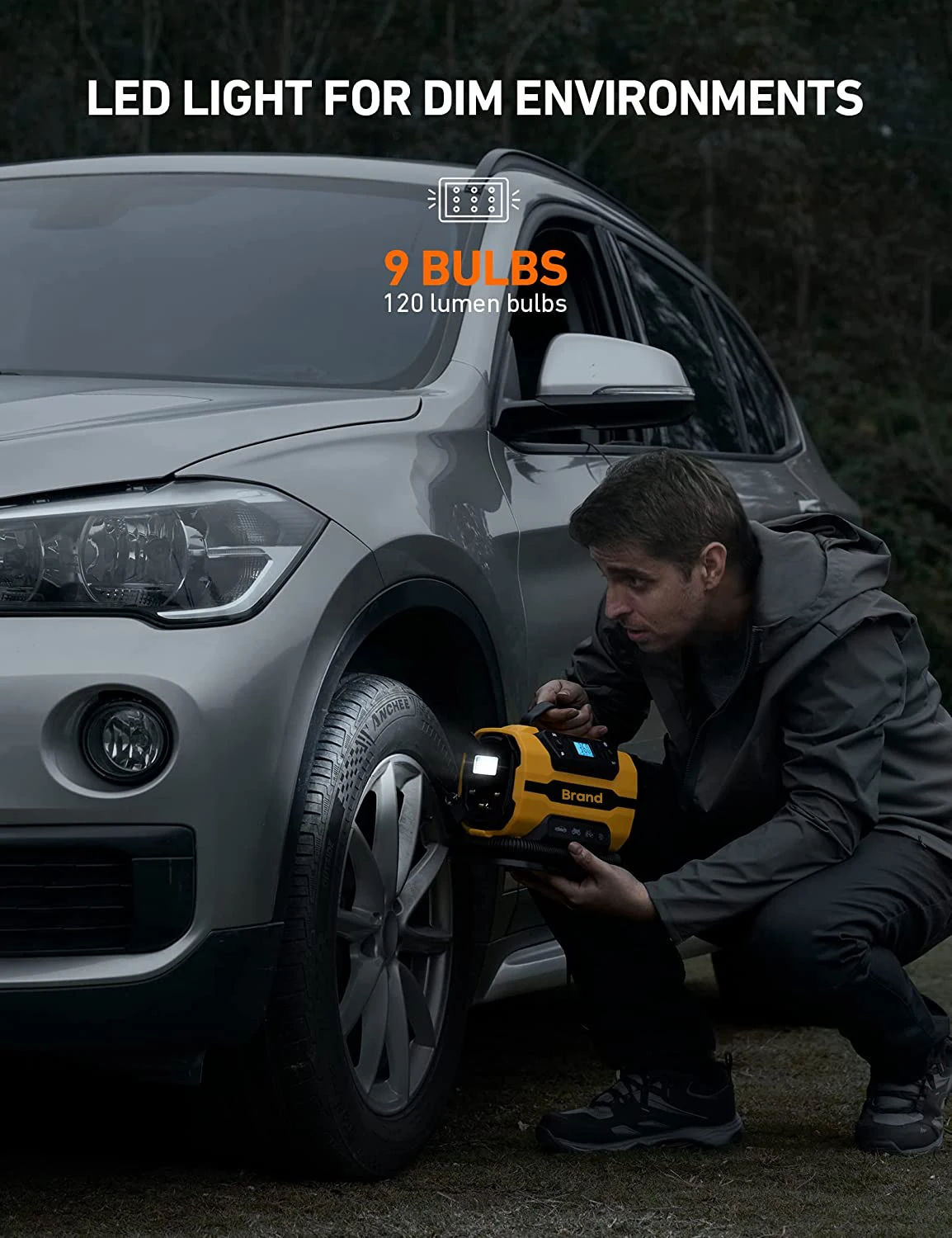 HF8366 Прямая продажа с завода 150 PSI многофункциональный воздушный компрессор быстрой инфляцией пресс-дисплеем в реальном времени и светодиодным светом