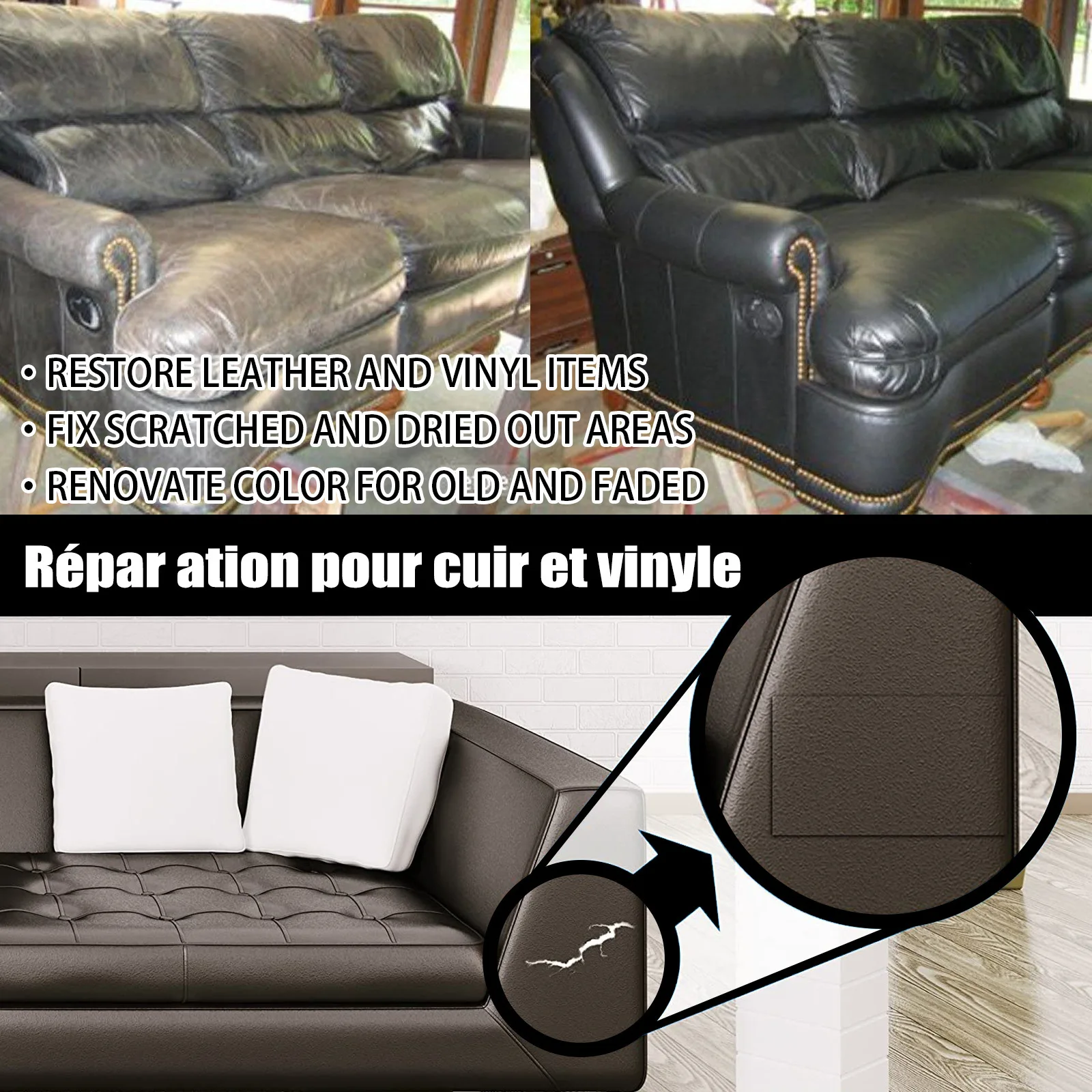 Rayhong leather repair kit sofa chair bag car interior scratches repairing cream belino cuirs repares pour le cuir et le vinyle