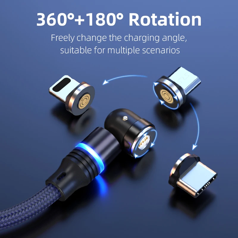 3 в 1 магнитный usb-кабель для быстрой зарядки с поворотом на 540