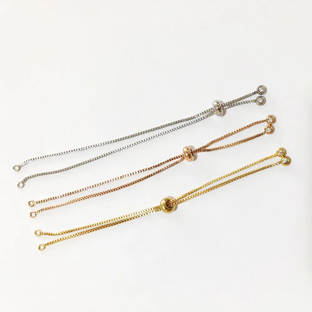 P077  Wholesale  Stainless Steel Jewelry Findings Adjustable Connectors Chain for Bracelet Making