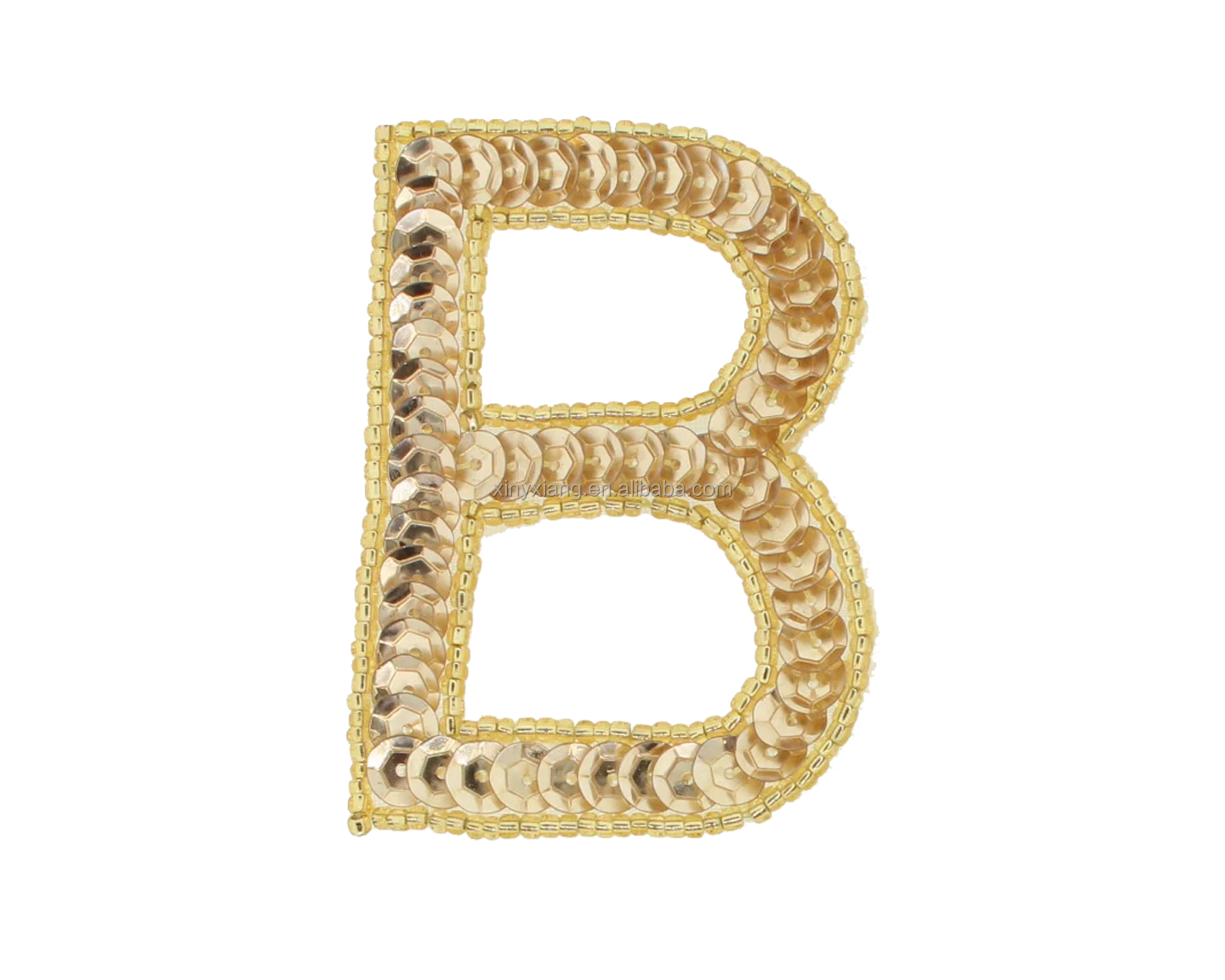 Factory Wholesale Letter Sequin & Glass Bead Applique, Sequins Letter Number Appliques, Fashion Appliques & Trims