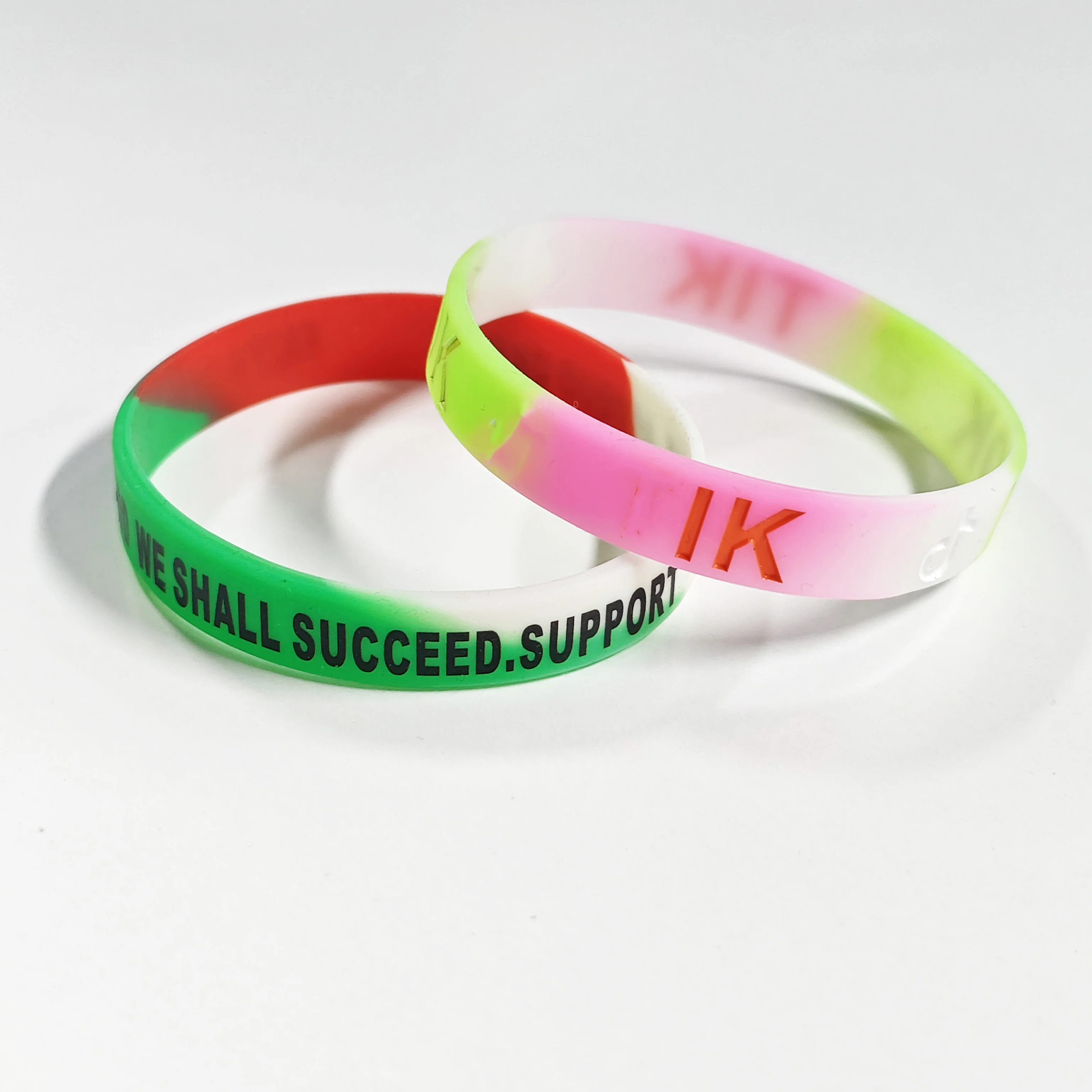Boce custom new silicone bracelet outdoor sports basketball wo color layer custom made uv rubber silicone wristband uv bracelet