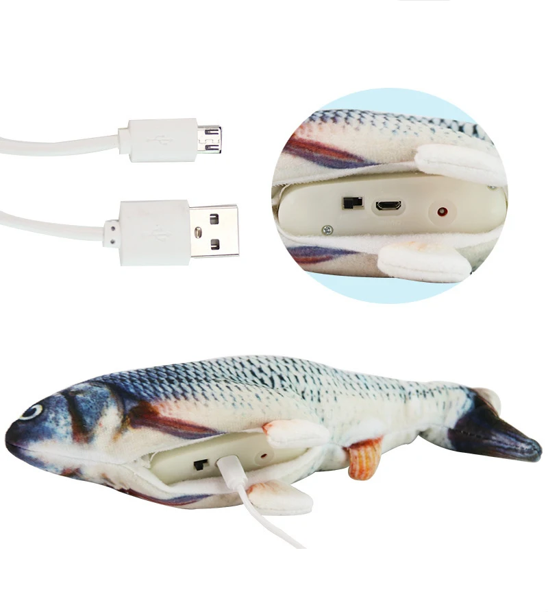  Wholesale USB Electric Swing Fish Cat Mint Dancing Plush Soft Toys Pet Interactive Brake supports