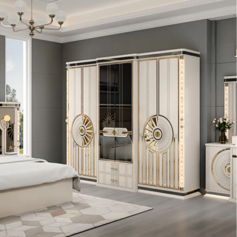 King Size modern bed factory direct design Luxury 5pcs bedroom furniture