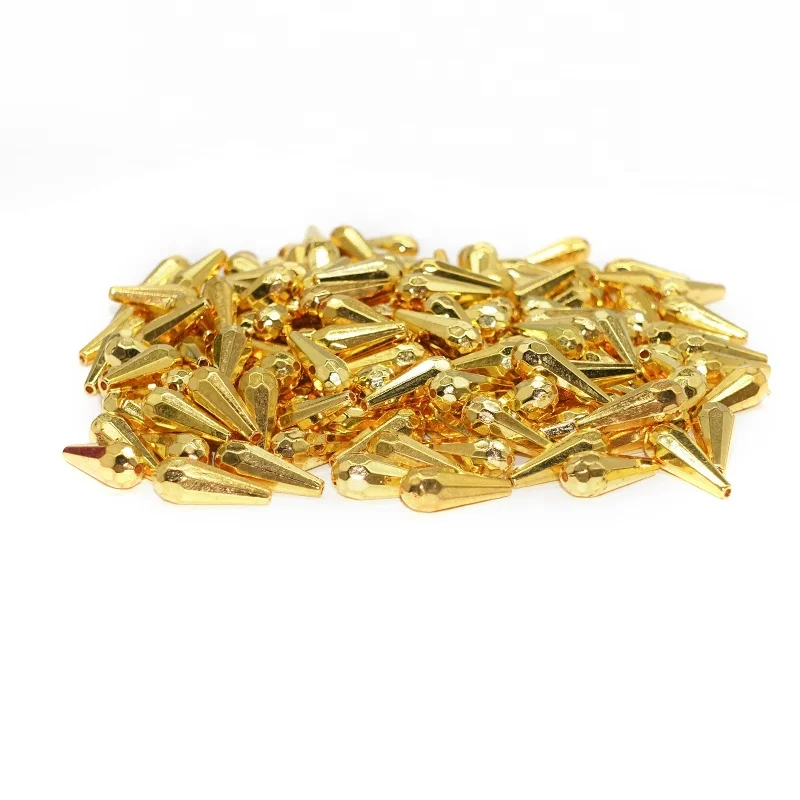 Пластиковые Бусины, Заводские бусины в форме капли CCB, блестящие золотистые бусины