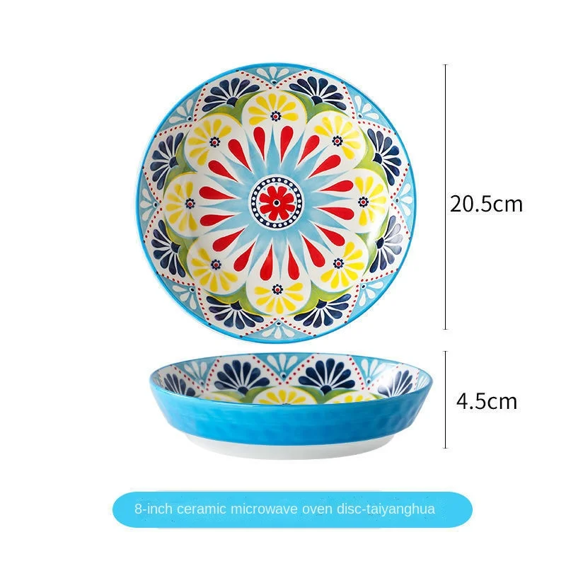 Tableware High-value New Ceramic Plates Colorful 8 10.5 7.5 Moroccan Bohemian Porcelain Dessert Plate Set Hotel Restaurant