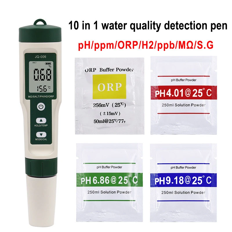 High Quality PH Meter 10 in1 TDS/Temp/EC/H2/ORP/S.G Water Quality Tester Pen Conductivity Detector Monitor Purity Measure Tool