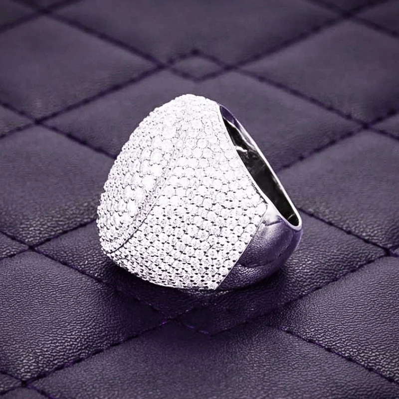 GRA Hip Hop Iced Out Bling 925 Sterling Silver Pass Diamond Tester  VVS Moissanite Cluster Signet Cube Ring for Men