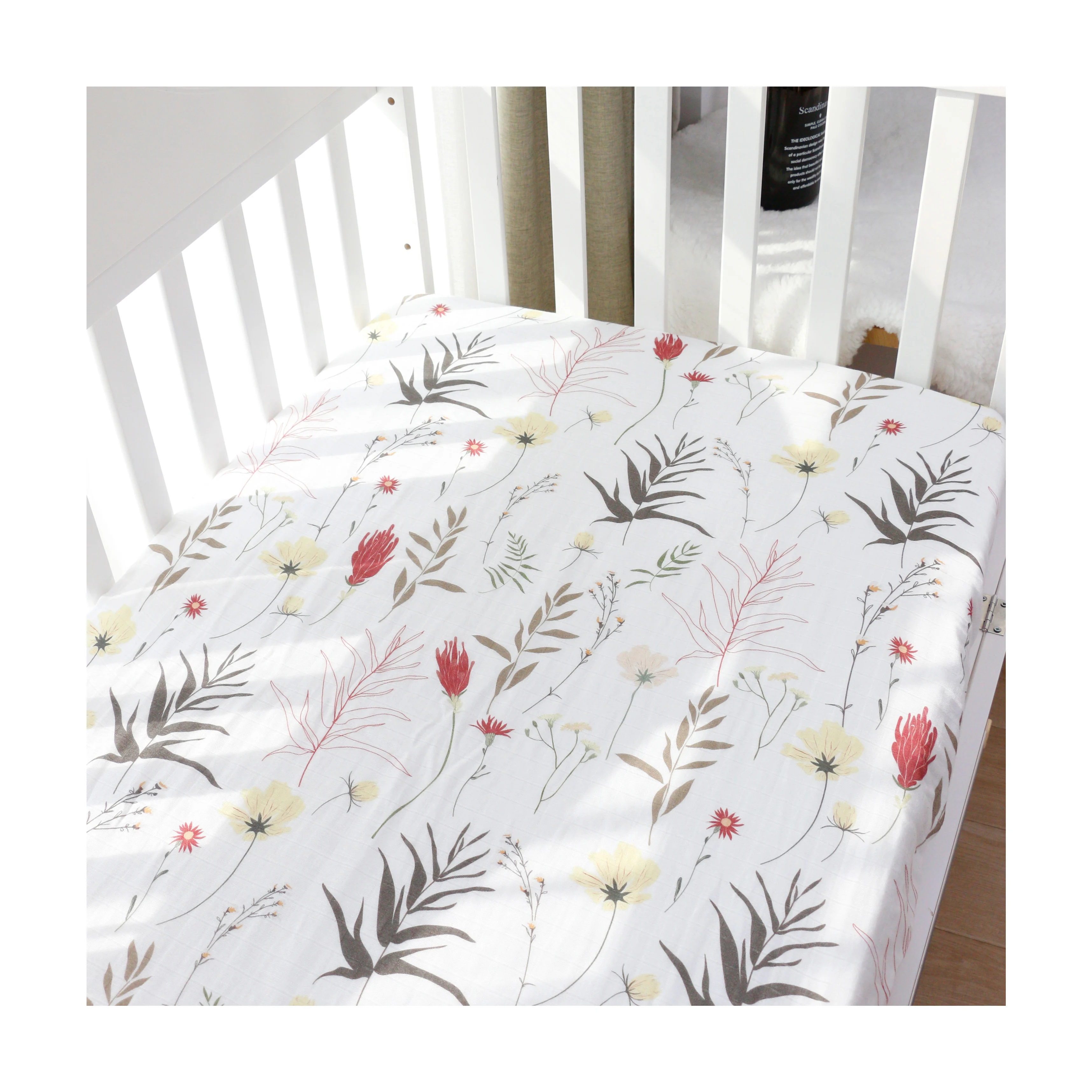 10Pcs Moq Customized Printing  Skin-friendly Jersey Organic Cotton Baby Fitted Crib Sheet Set