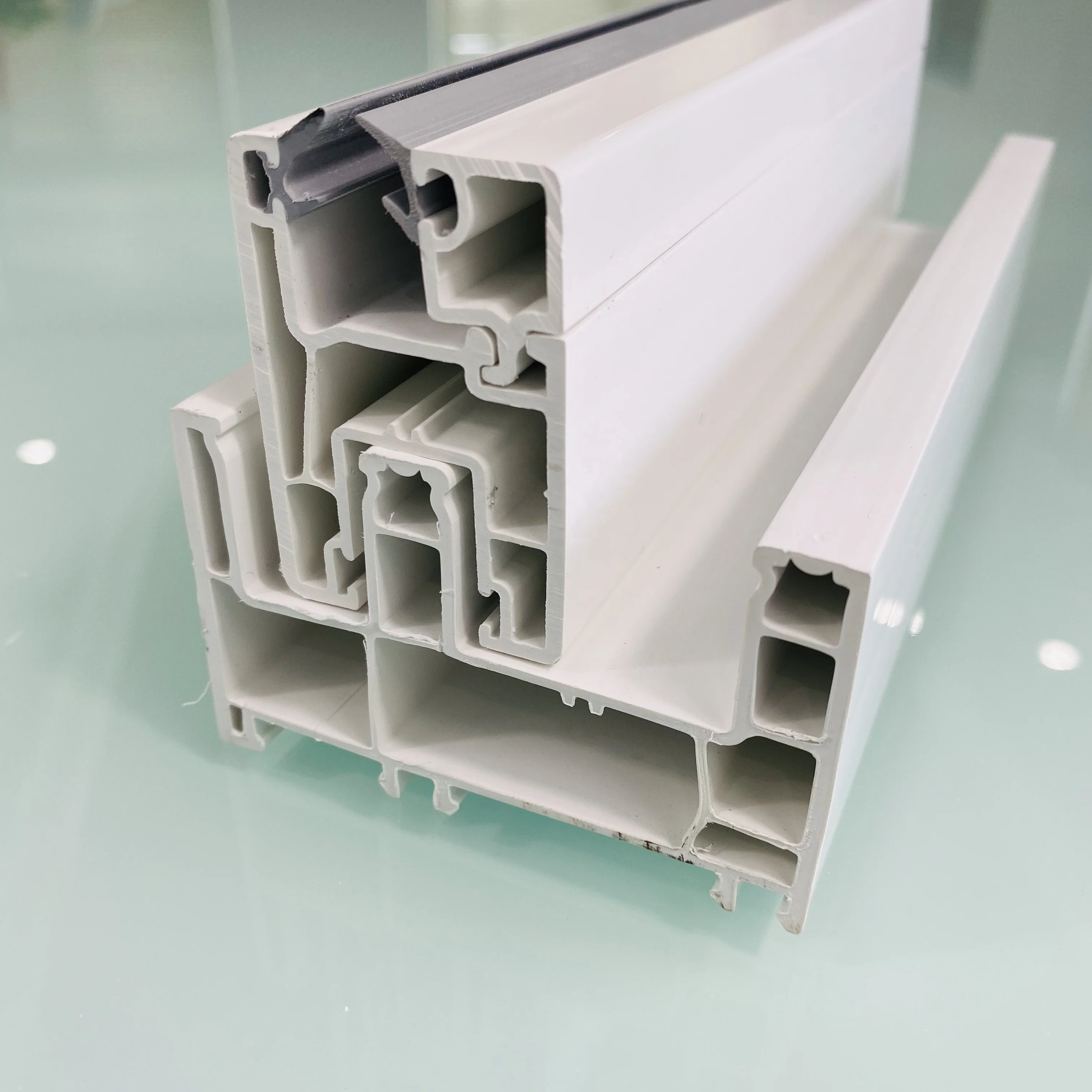 3 Track Upvc Profiles Plastic Door Window White Extrusion UPVC Doors Windows Frame Customized pvc profile 100mm