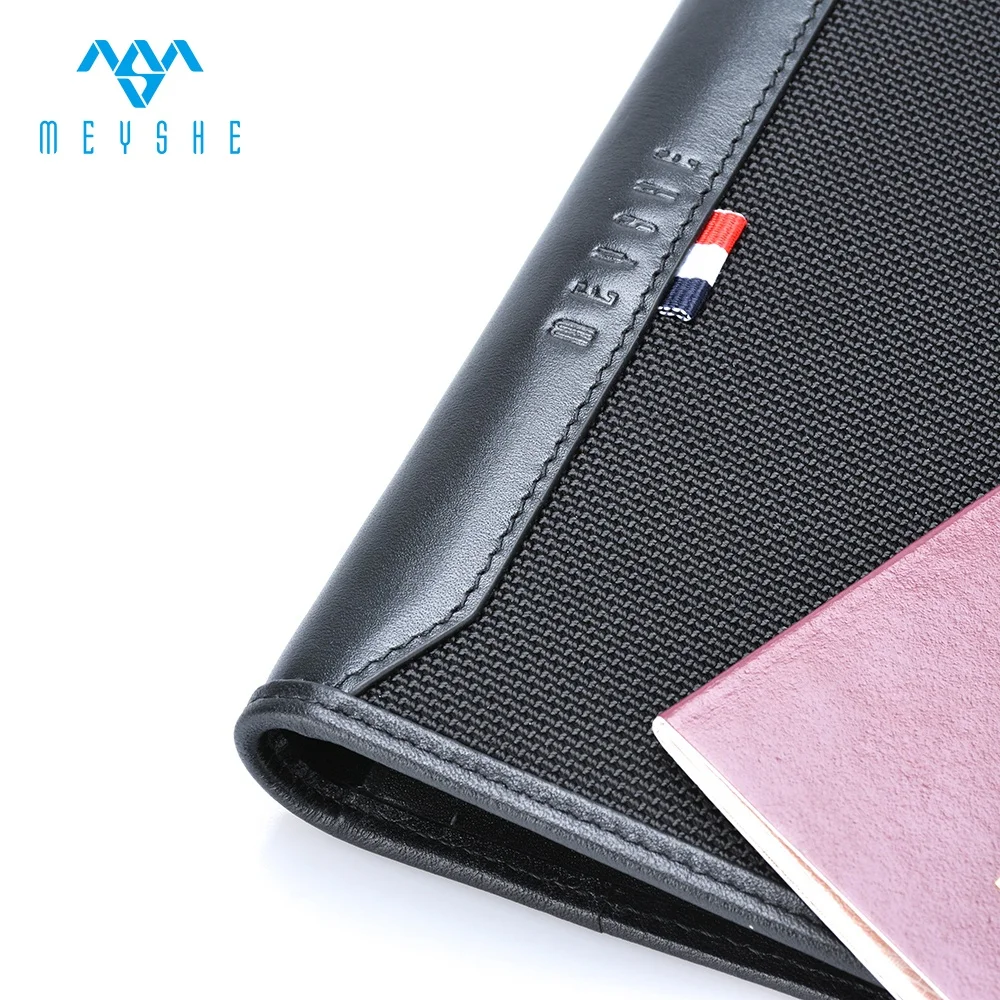 Premium Card Holders Genuine Leather & Ballistic Nylon Passport Cover Case with Logo & Letter Pattern Credit Card Use