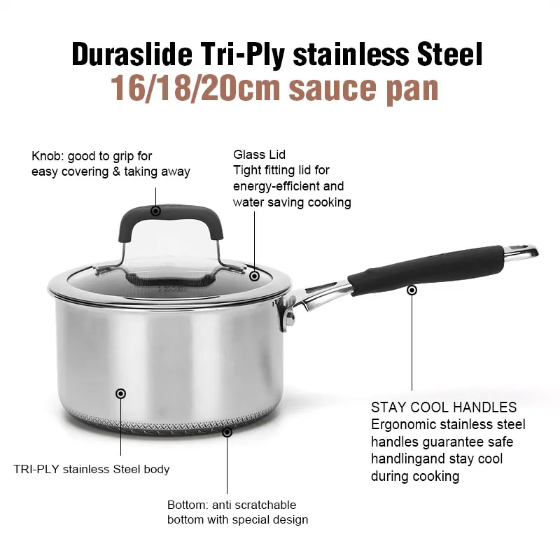 9pcs Kitchen Sets Accessories Meyer Non Stick Stainless Steel  Cookware Set Cooking Pots
