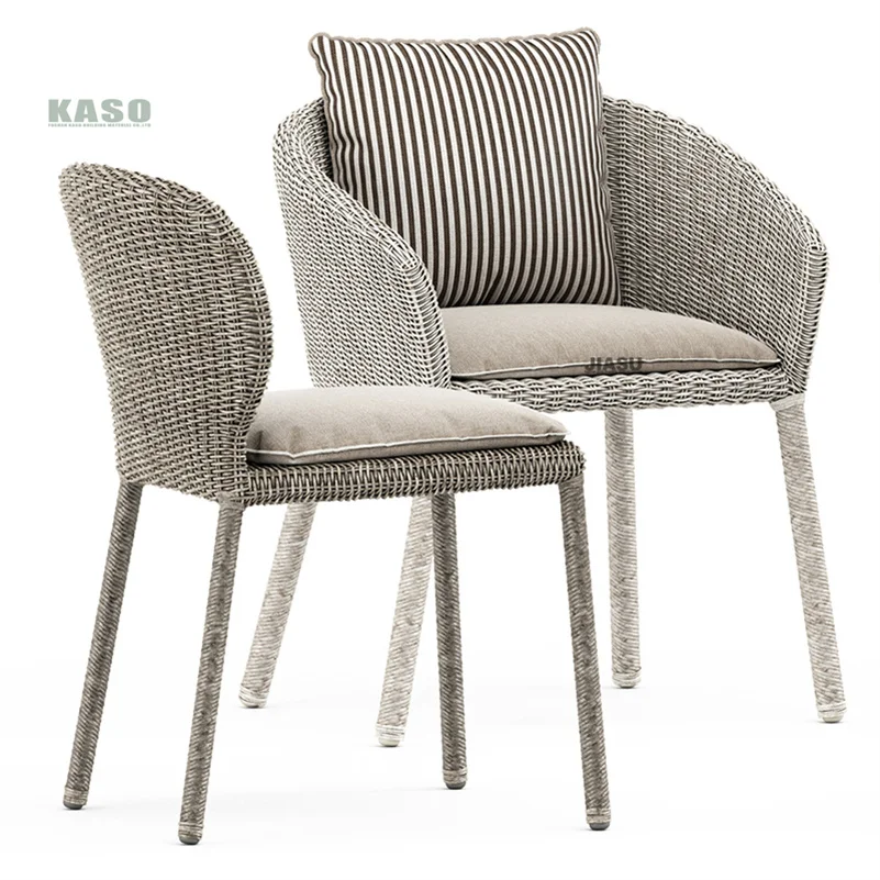 Modern Rattan Wicker Chair Outdoor Furniture Dining Metal Teak Wood Restaurant Patio Woven aluminum Rope Stackable Garden Chair