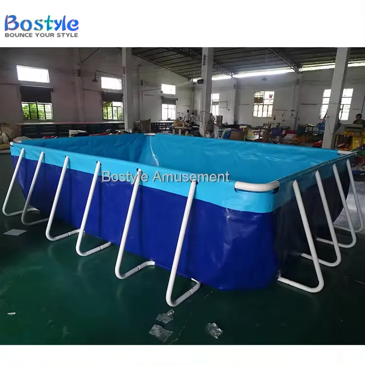 Commercial large rectangular swimming pool pvc inflatable pool metal frame pool for kids and adults