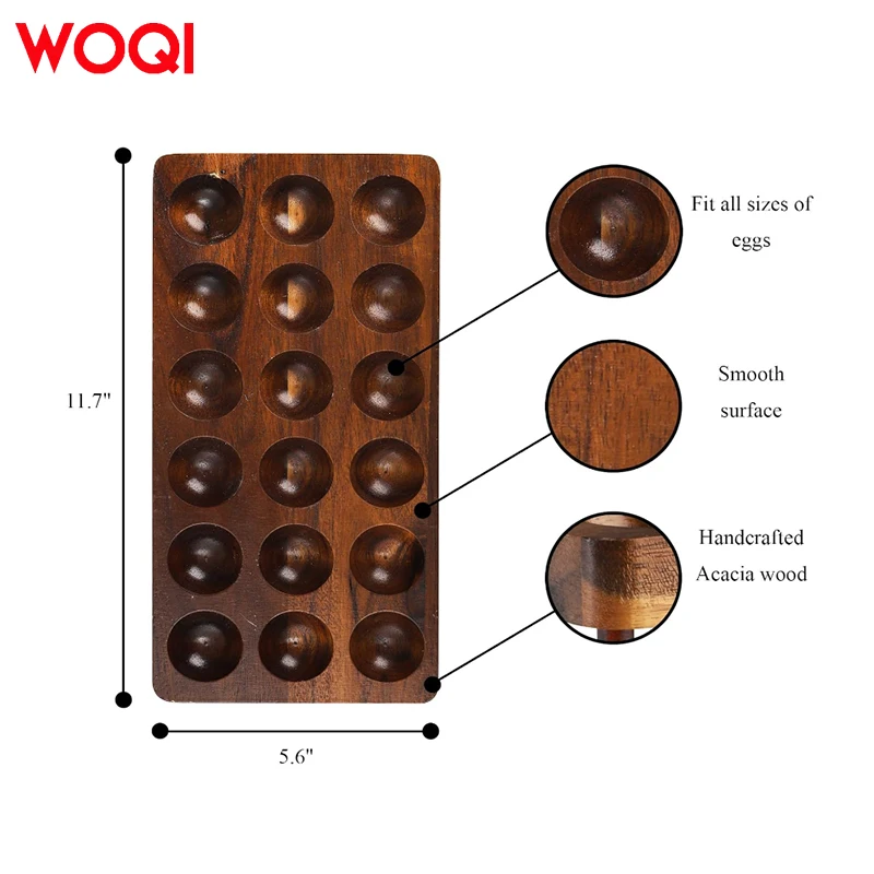 WOQI Wholesale Large Capacity Double Layers Space Saving Wood Egg Tray Holder for Kitchen