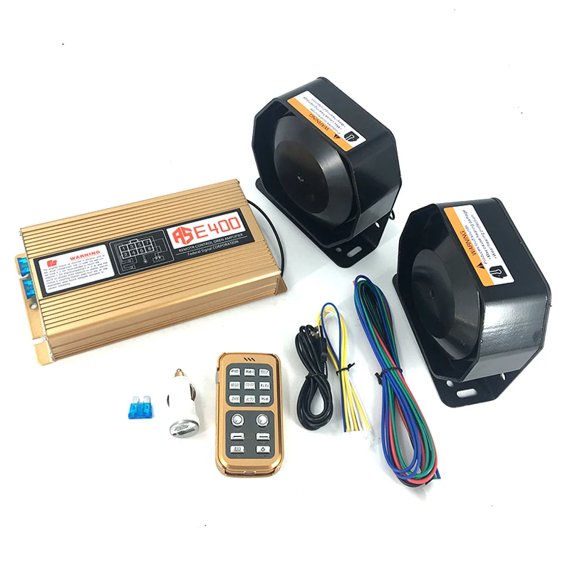 18 Sound 12V 400W Loud Car Warning Alarm Police Fire Siren Horn PA Speaker MIC System
