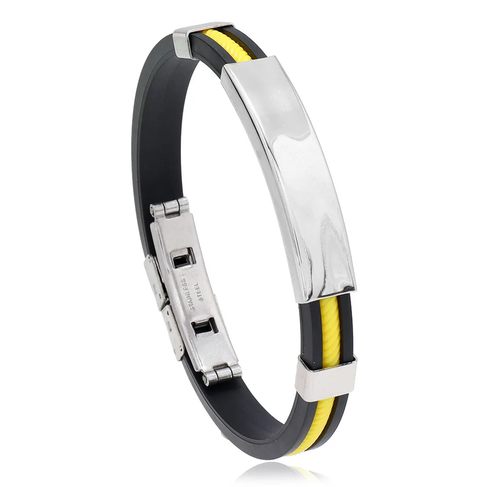 Stainless Steel Magnetic Clasps Armband Bangle Silicone Rubber Band Wristband