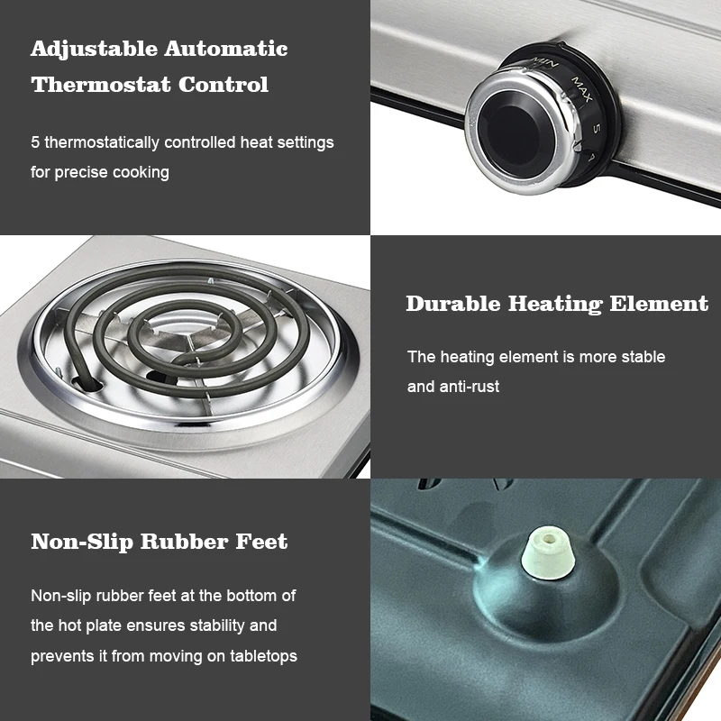 Compact and portable simple operation 1500w electric cooker stove electric ranges with indicator light