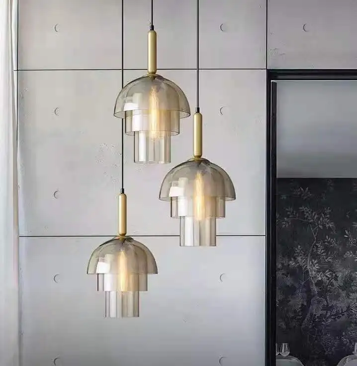 Nordic chandelier creative light bar cafe chandelier restaurant glass lampshade chandelier
