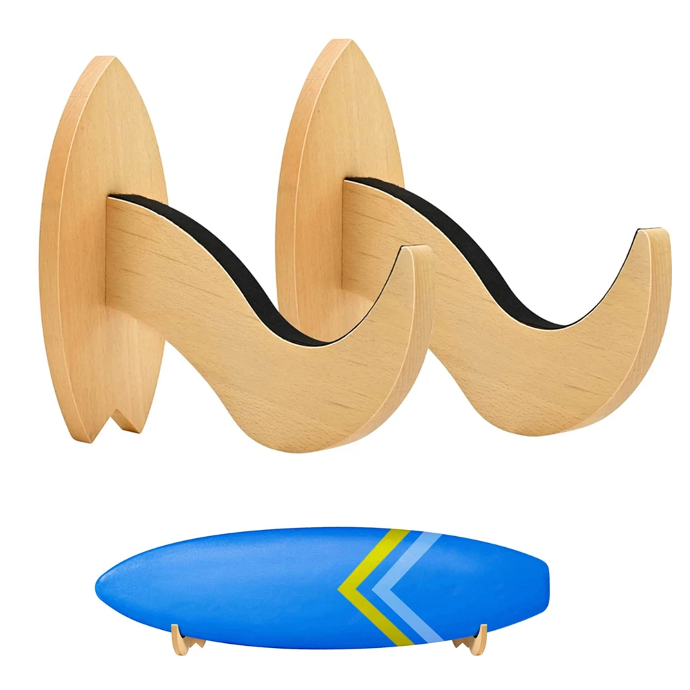 Custom Set of 2 Wooden Surfboard Rack Wall Mount Wood Rack Wall Mount Surf Board Racks for Surfboard Snowboard Longboard Display