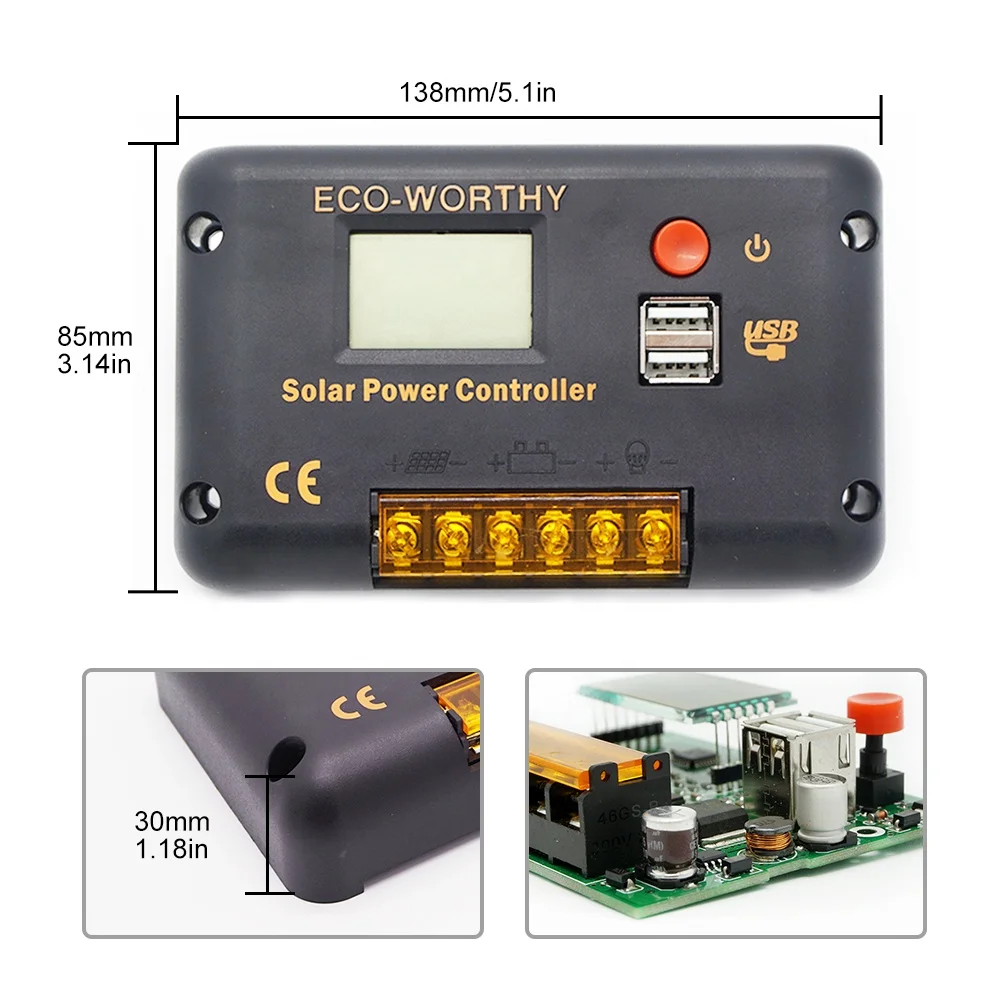 Эко достойным итайский завод по изготовлению PWM 30A 12/24V Солнечный контроллер заряда ЖК-экран солнечной системы оптовая продажа