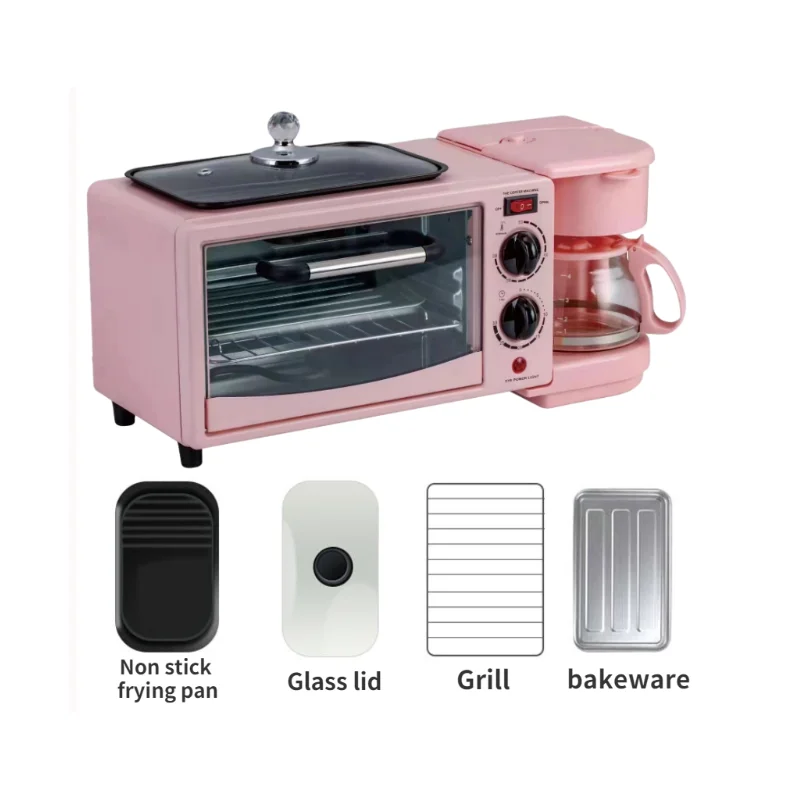 High Quality Multi-Purpose 4, Color 3 in 1 Breakfast Maker Machine for Toaster Baking Frying Coffee/